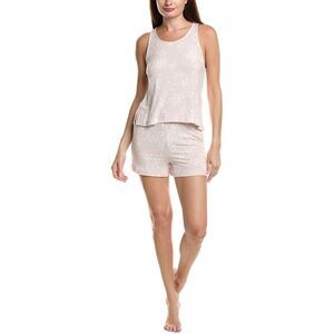 Natori Edit Womens  2Pc Aria Printed Rib Cami & Short Set, Pink